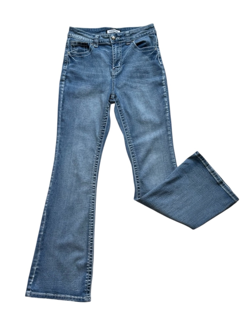 Legend Flare Embroidery Embellished Back Pocket Jeans